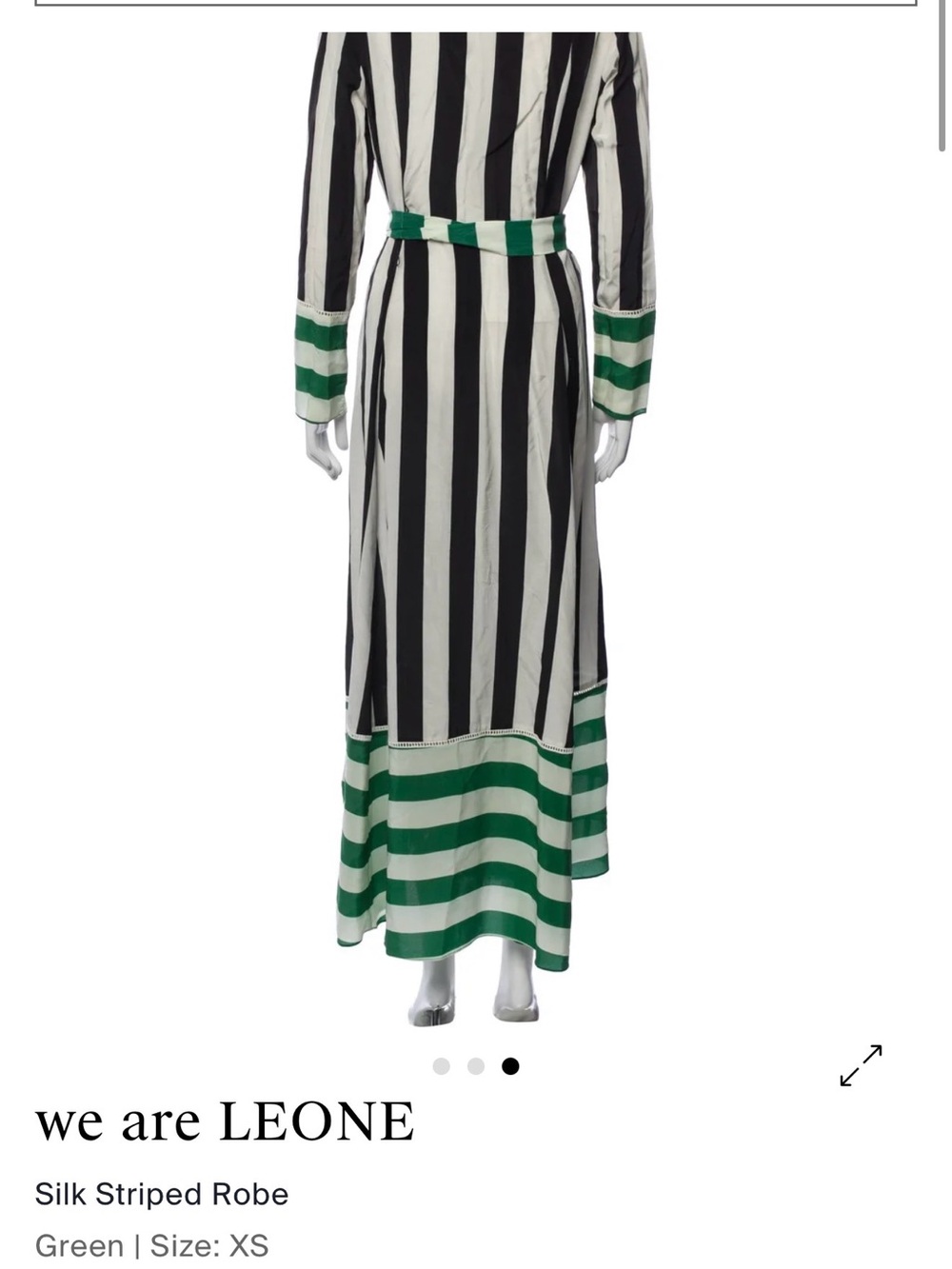 Green & Black Striped Silk Robe